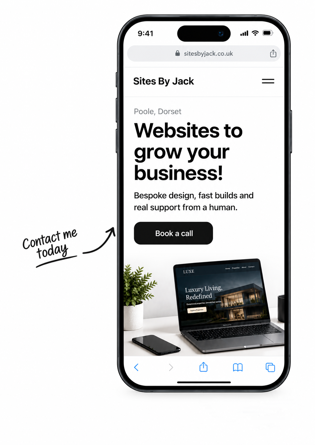 Sites By Jack on mobile contact us